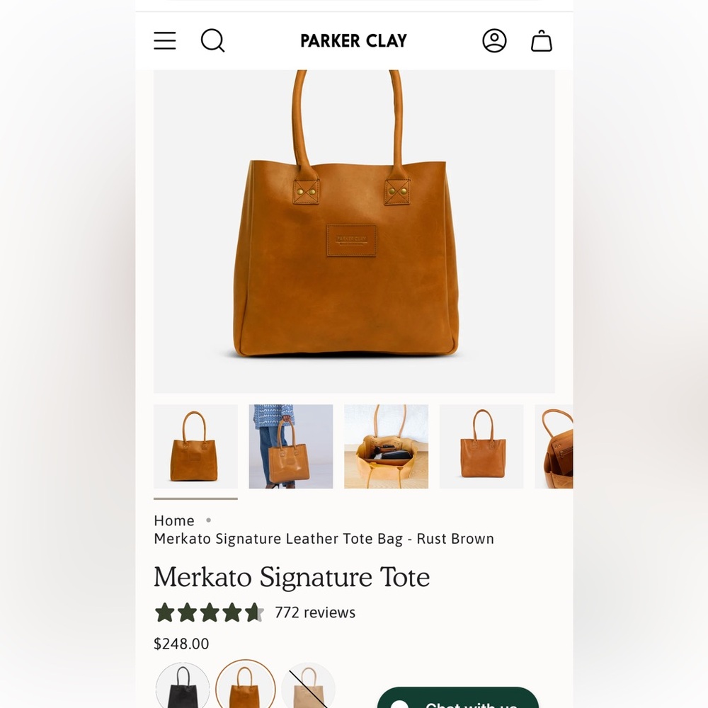 Parker Clay Merkato Signature Leather Tote Bag - Brown